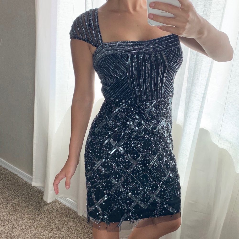 Adrianna Papell Sequin Beaded Formal Dress